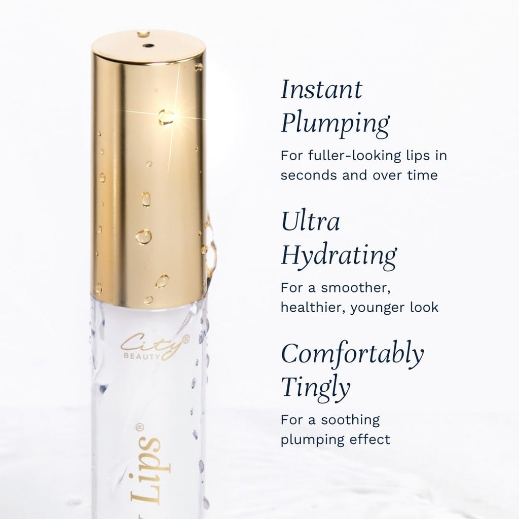 City Beauty City Lips Plumping Lip Gloss Pink Nude - High-Shine Gloss for Fuller, Younger-Looking Lips | Hydrating & Smoothing Lip Treatment Hyaluronic Acid
