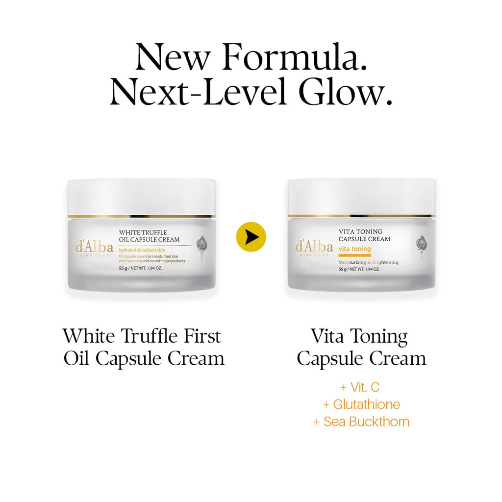 d'alba Piedmont Vita Toning capsule Cream, Deep Hydration Face Moisturizer, Glass Skin with Vita-Cera Oil Capsules, Deep Hydration Face Moisturizer (1.94 oz.)