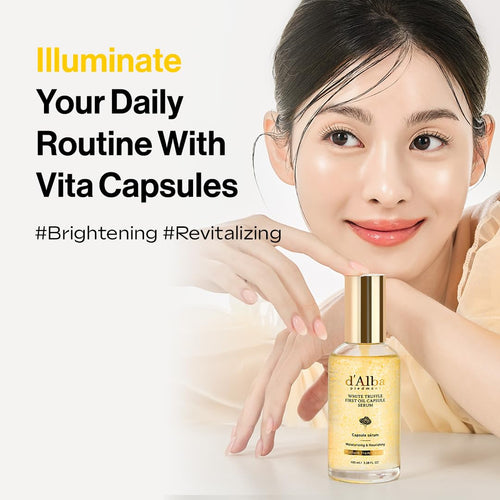 d'alba Piedmont White Truffle First Oil Capsule Serum, Big Size (3.38fl. oz.), Daily Vita Boost for Luminous Skin, Double Vitamin Formula