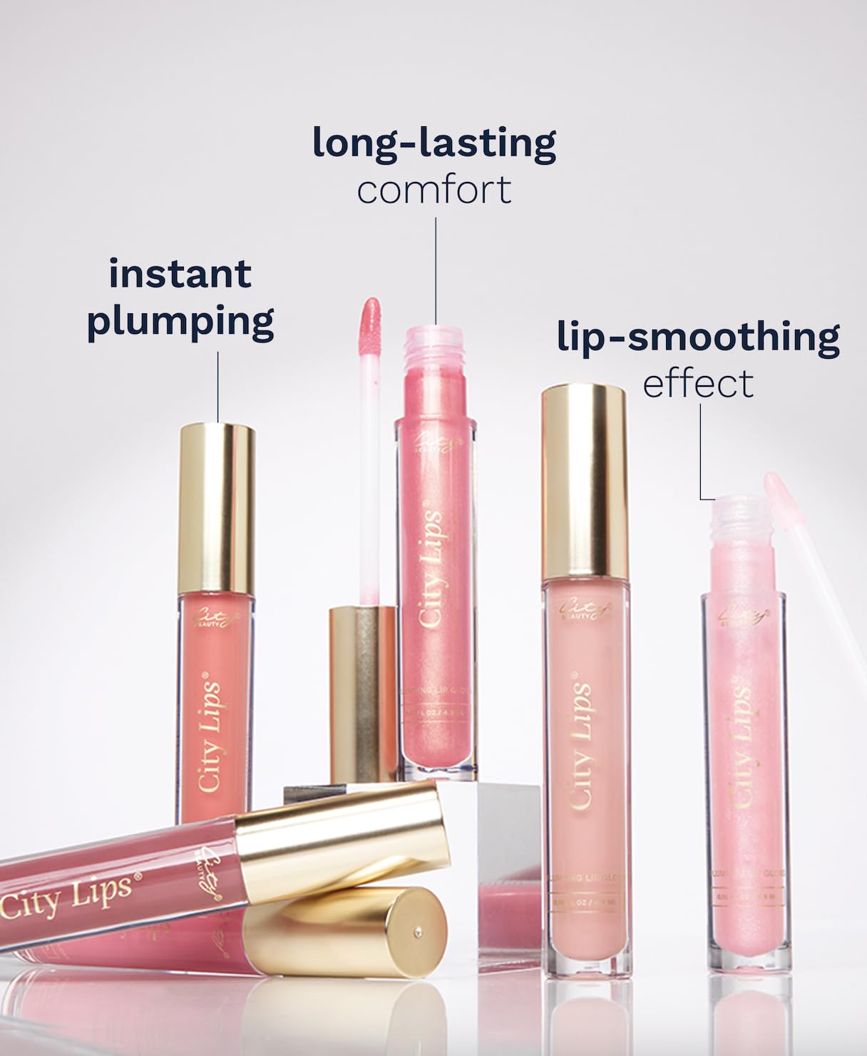 City Beauty City Lips Plumping Lip Gloss Pink Nude - High-Shine Gloss for Fuller, Younger-Looking Lips | Hydrating & Smoothing Lip Treatment Hyaluronic Acid