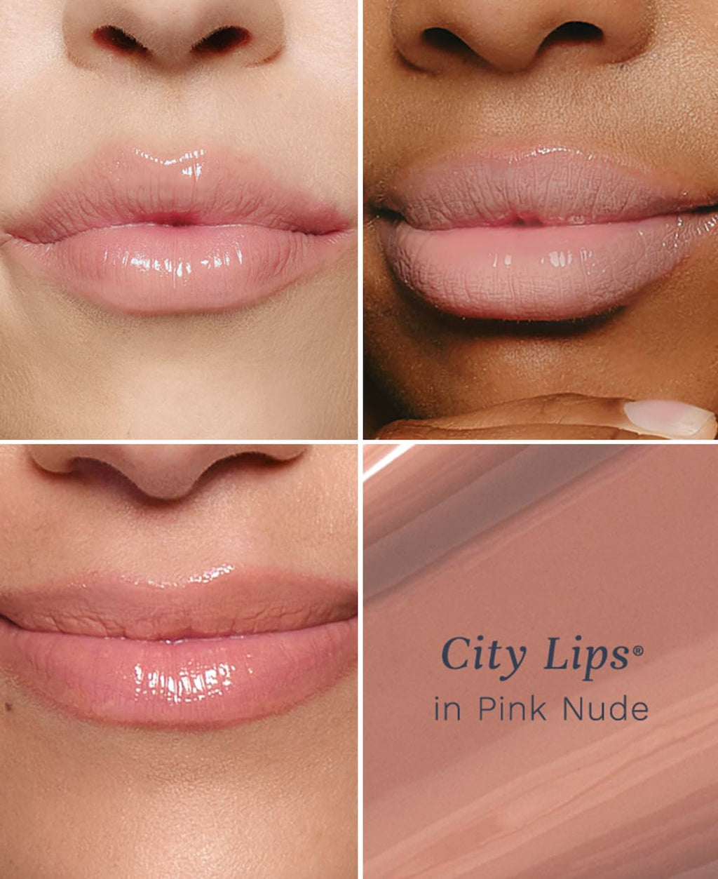 City Beauty City Lips Plumping Lip Gloss Pink Nude - High-Shine Gloss for Fuller, Younger-Looking Lips | Hydrating & Smoothing Lip Treatment Hyaluronic Acid