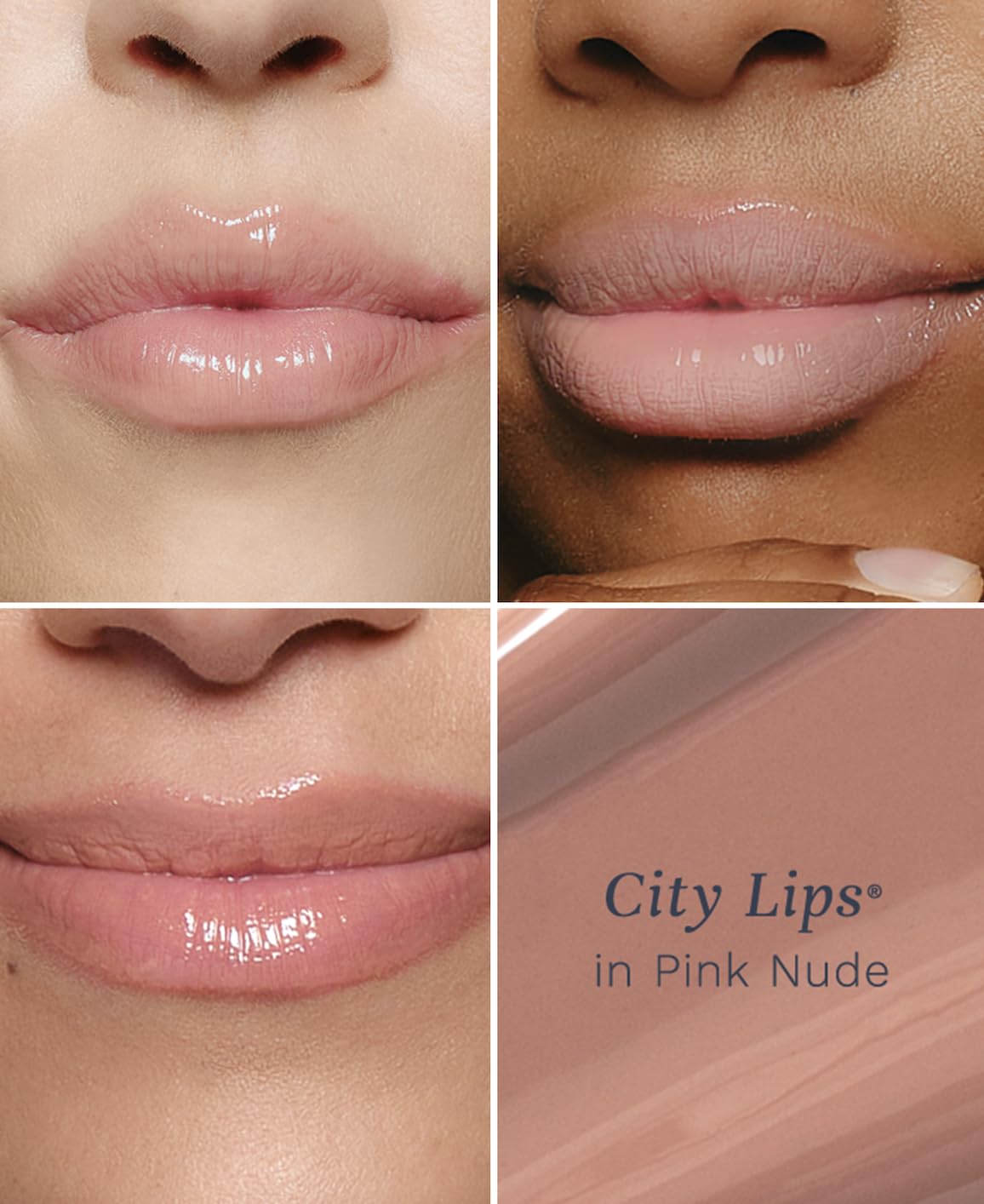 City Beauty City Lips Plumping Lip Gloss Pink Nude - High-Shine Gloss for Fuller, Younger-Looking Lips | Hydrating & Smoothing Lip Treatment Hyaluronic Acid