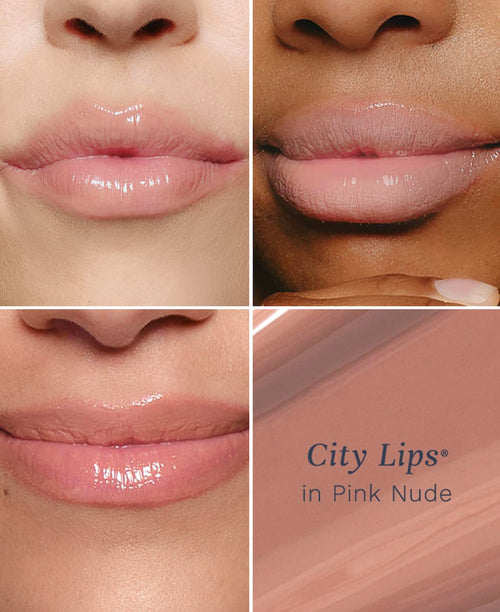 City Beauty City Lips Plumping Lip Gloss Pink Nude - High-Shine Gloss for Fuller, Younger-Looking Lips | Hydrating & Smoothing Lip Treatment Hyaluronic Acid