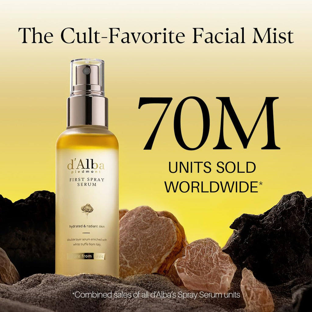 d'alba Piedmont Italian White Truffle First Spray Serum, Vegan Skin Care, Light-weight Face Moisturizer, Glow Serum for Radiant Skin, Non Comedogenic, All In One Mist, Korean Skin Care (3.38 fl oz.)