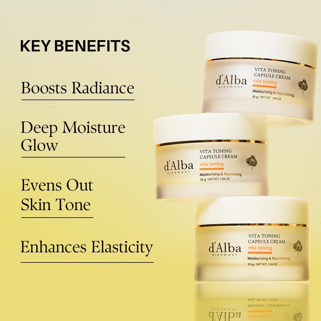 d'alba Piedmont Vita Toning capsule Cream, Deep Hydration Face Moisturizer, Glass Skin with Vita-Cera Oil Capsules, Deep Hydration Face Moisturizer (1.94 oz.)
