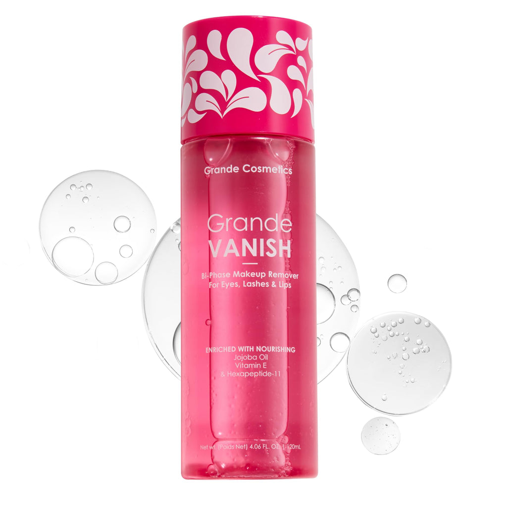 Grande Cosmetics Makeup Remover - Removes Water & Oil-Based Makeup, Dissolves Long-Wear & Waterproof Formulas (3.4 fl oz)