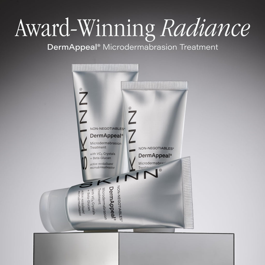 SKINN DermAppeal Microdermabrasion Facial Scrub - Anti-Aging Face Exfoliating Treatment for Dark Spots, Wrinkles & Dull Skin - Men & Women Brightening Exfoliator with Vitamin C & Fruit Enzymes - 2oz