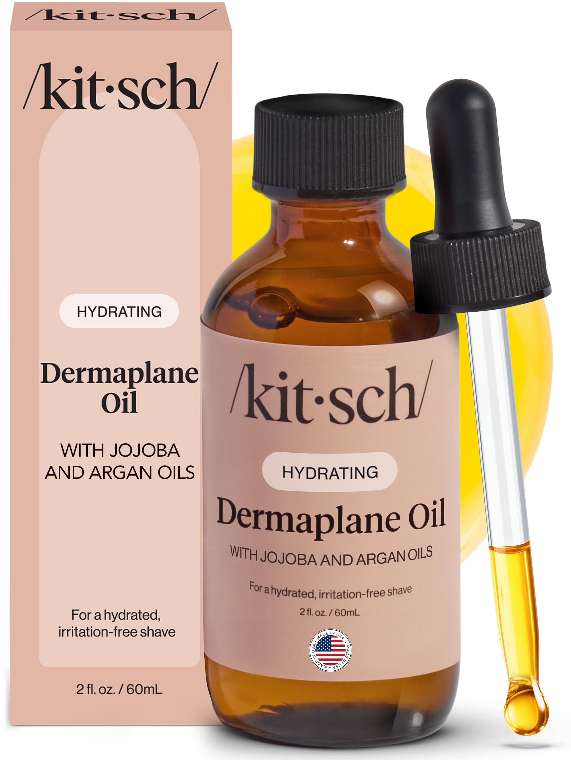 Kitsch Dermaplane Face Oil with Jojoba & Argan Oil – Hydrating Facial Formula for Dermaplaning Tool, Gua Sha & Razor Use – Irritation-Free Shave Oil for Soft, Radiant Skin – 2oz