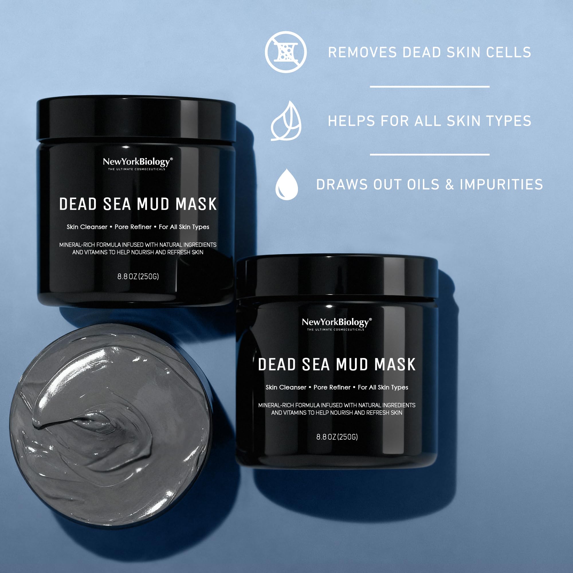 New York Biology Dead Sea Mud Mask for Face and Body | Spa Quality Pore Refiner for Oily Skin | Natural Skincare for Women & Men | Tighten Skin for A Healthier Complexion | 8.8 oz