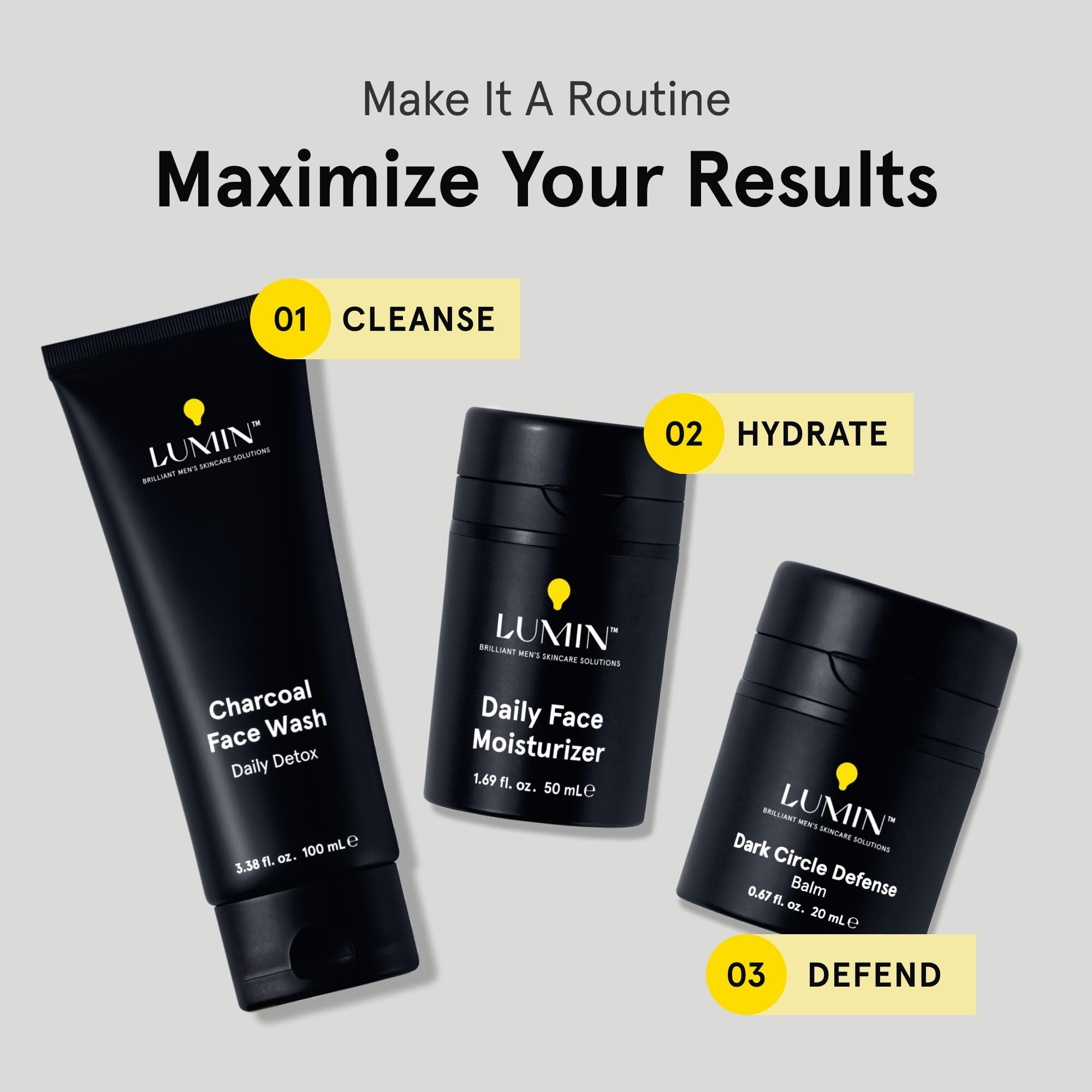 Lumin Daily Face Moisturizer for Men – Lightweight Hydrating Cream with Niacinamide, Men’s Face Lotion for Normal, Combination & Sensitive Skin, Korean Skincare, Smooth & Nourishing, 50ml, 2 Pack