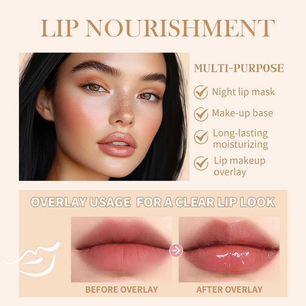 Lakerain 4 PCS Lip Glossy Butter Nourishing Balm,Lightweight,Non-Sticky,Long-lasting Lip Care Set