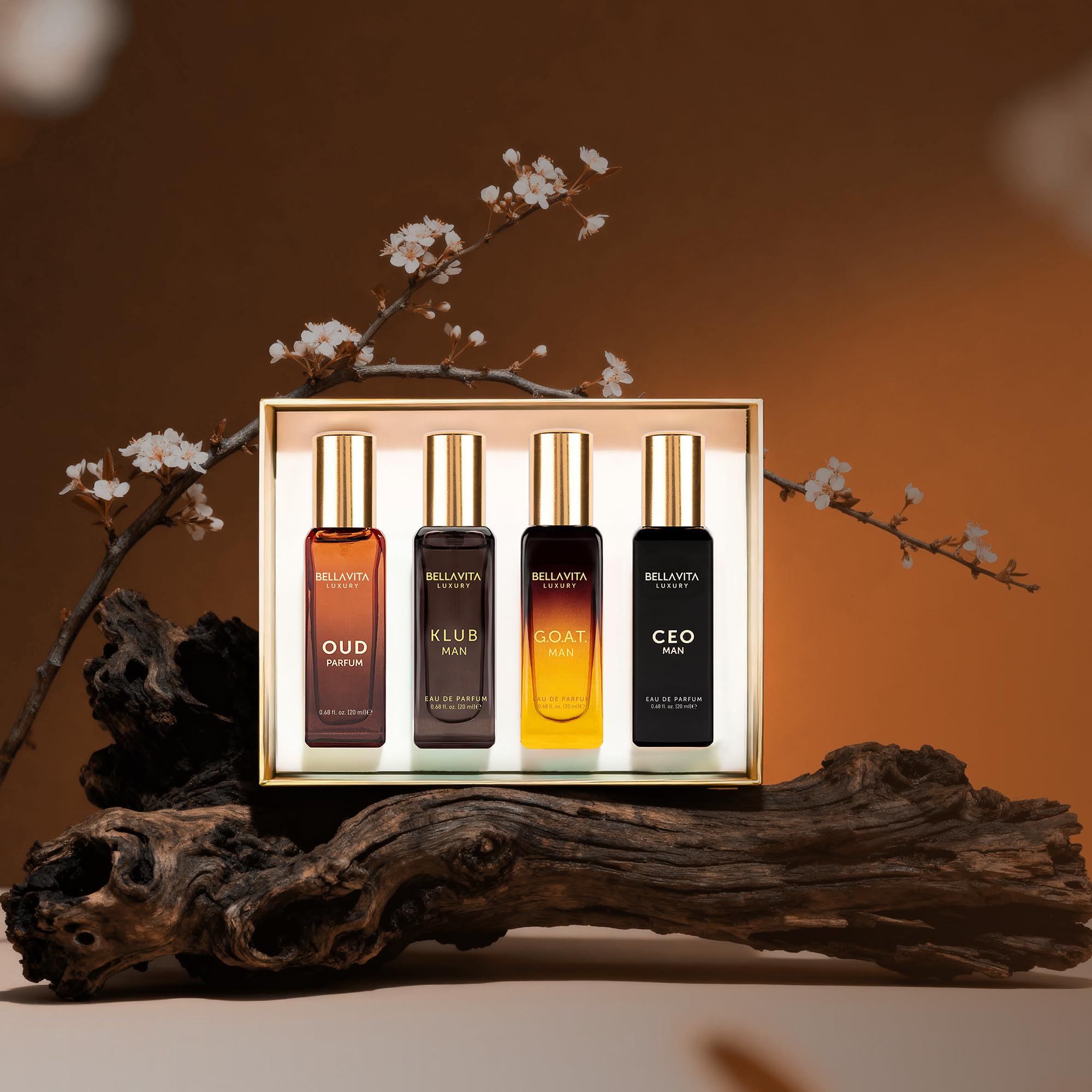 Bellavita Luxury Men's Perfume Gift Set with CEO Man, G.O.A.T., Klub, and Oud | 80ml | Perfume for Men | Lavender, Patchouli, Lemon, and Caramel Notes | Long Lasting Men's Fragrance