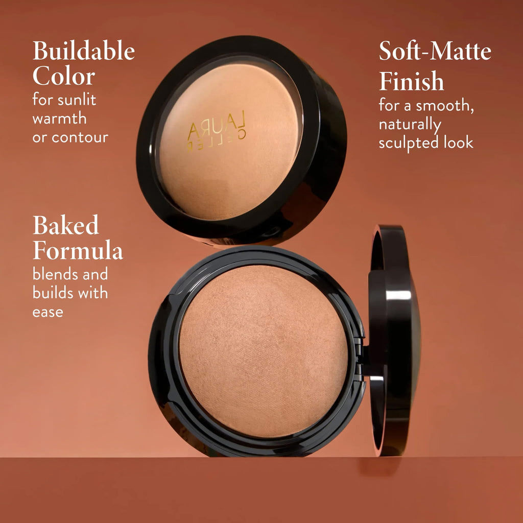 LAURA GELLER Double Take Baked Bronzer for Mature Skin, Medium | Matte Bronzing Powder for Natural-Looking Warmth & Soft Contour, Buildable Color, Never Orangey Finish