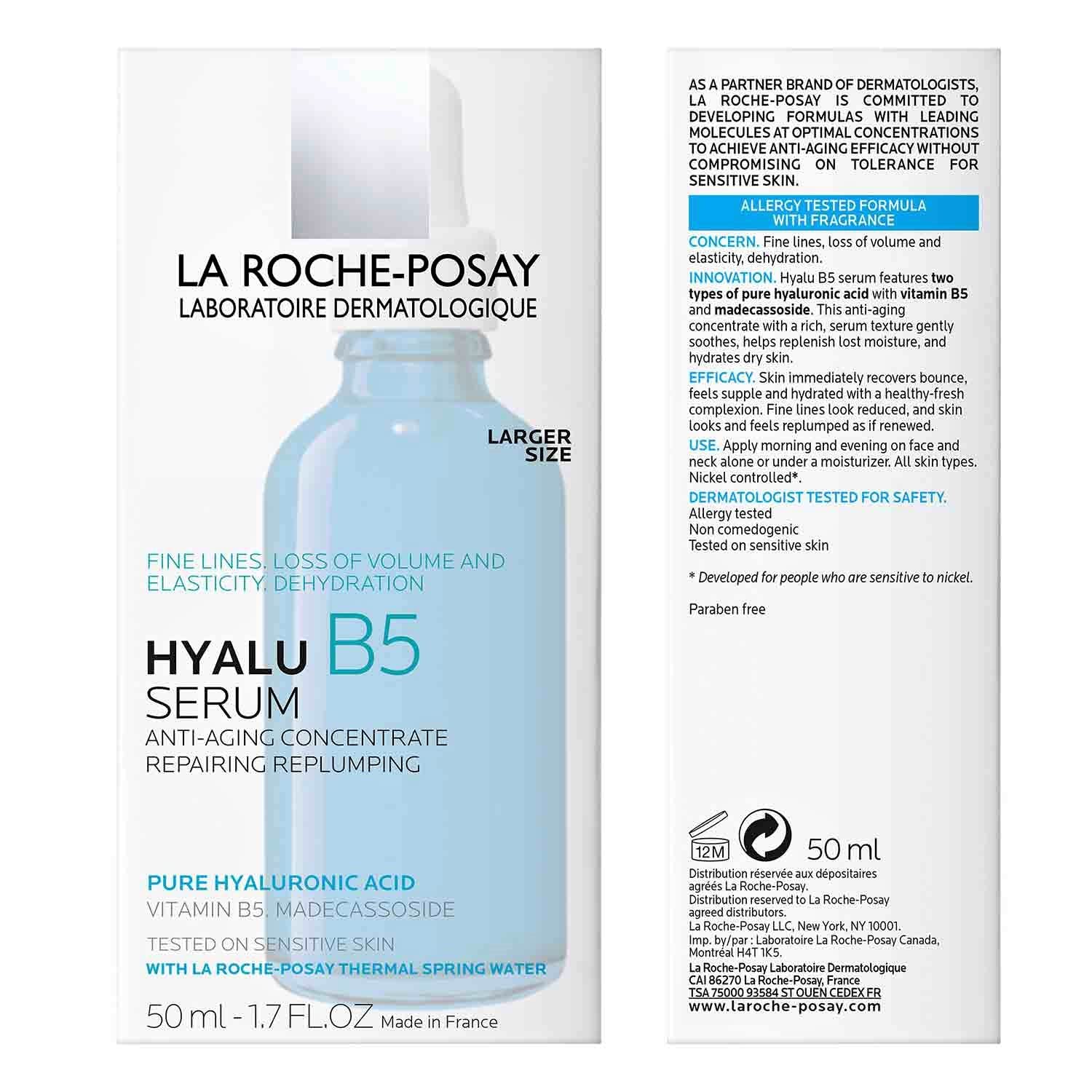 La Roche-Posay Hyalu B5 Pure Hyaluronic Acid Serum for Face, with Vitamin B5, Anti-Aging Serum for Fine Lines and Wrinkles, Plumps and Repairs Dry Skin, Safe on Sensitive Skin