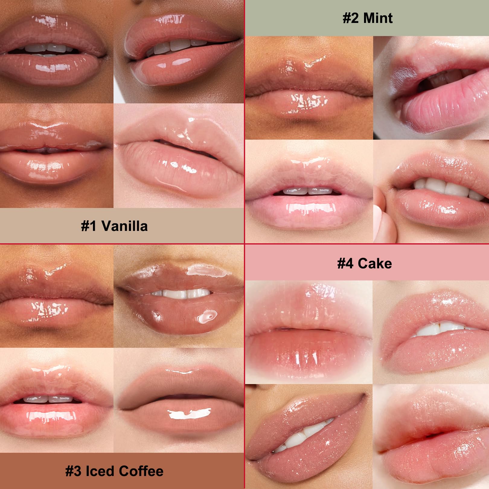 Lakerain 4 PCS Lip Glossy Butter Nourishing Balm,Lightweight,Non-Sticky,Long-lasting Lip Care Set