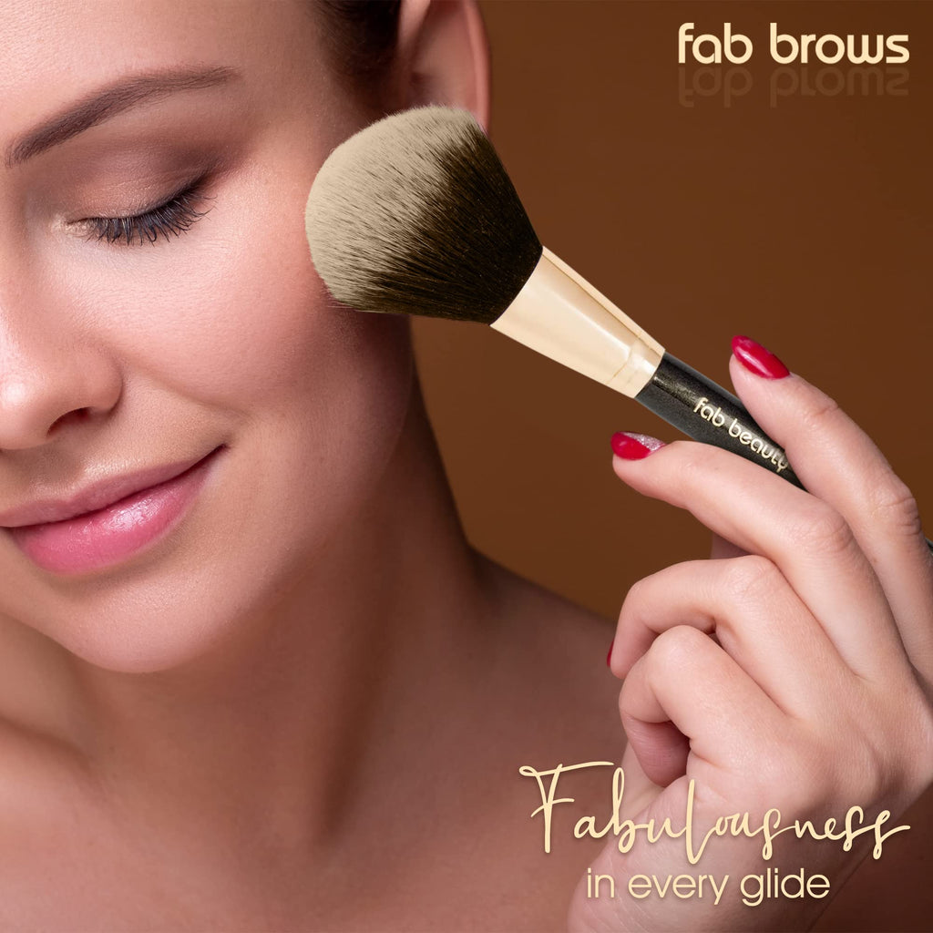 FAB BROWS Fab Beauty Luxury Makeup Brush Selection, Multipurpose Makeup Brush Set, 12 Brushes For Makeup Lovers, Professional Makeup Brushes With Gold Metallic Travel Makeup Brush Holder