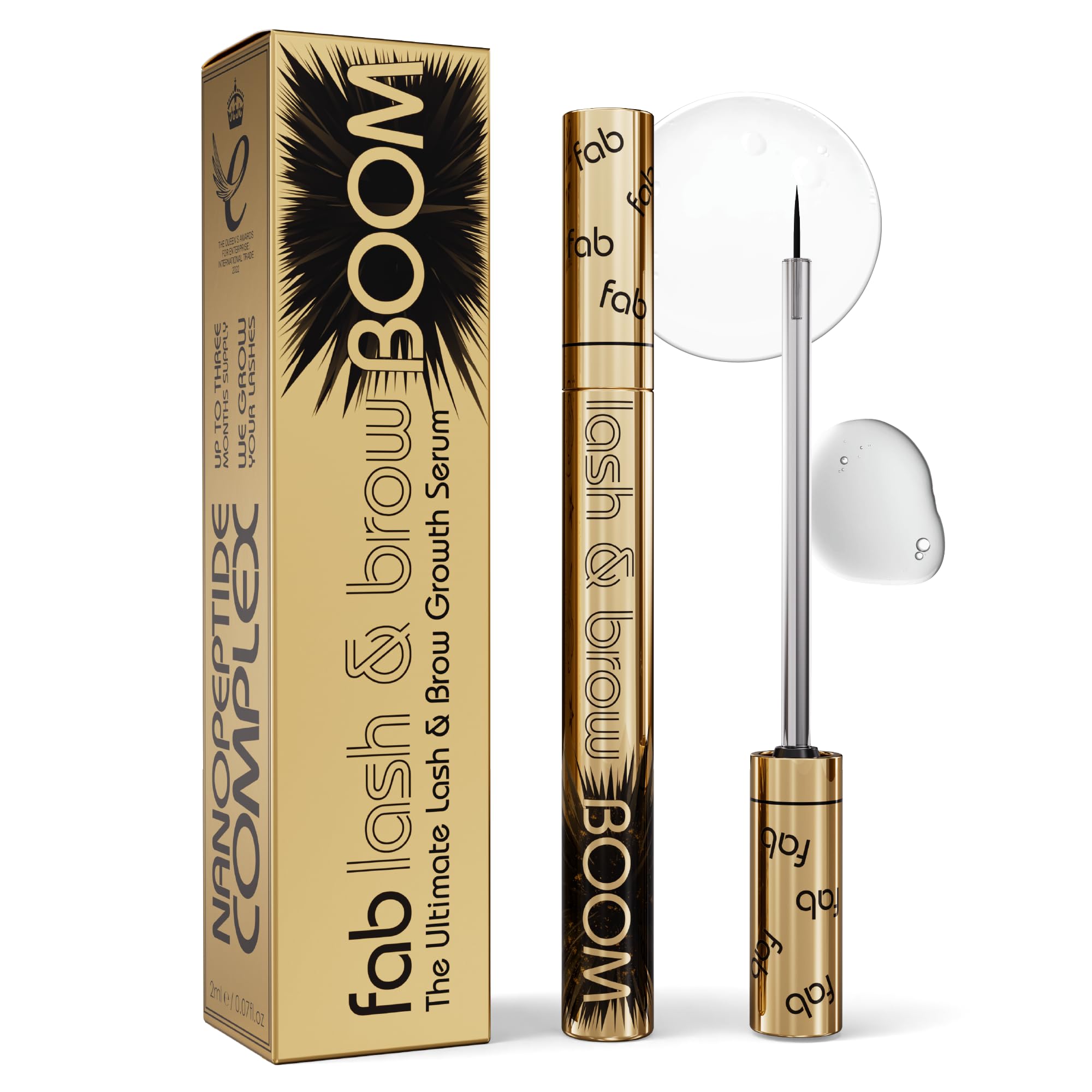 Fab Lash and Brow Boom - The Ultimate Lash and Brow Growth Serum - Lash Serum for Thicker, Longer & Fuller Lashes and Brows - Infused with Castor Oil, Biotin & Eyelash Primer for Healthy Hair Growth