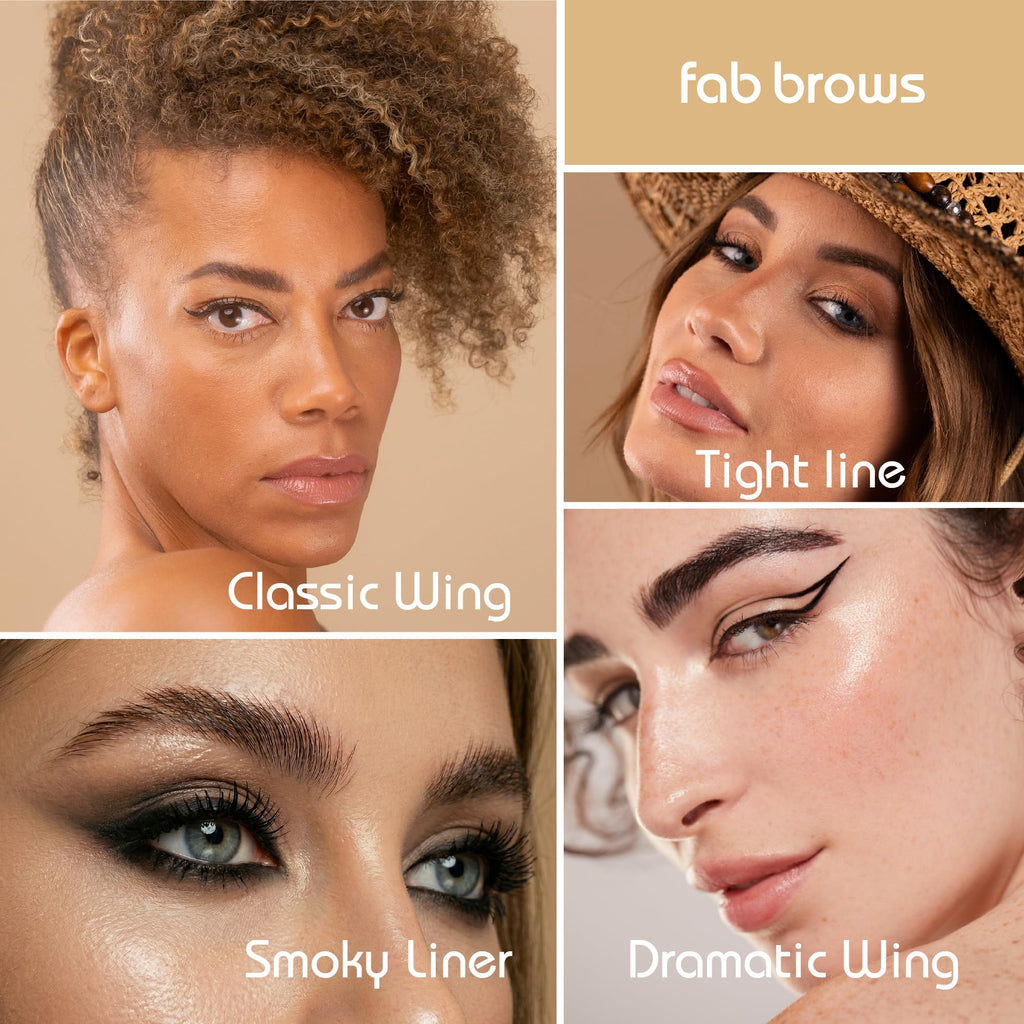 Fab Brows Precision Liquid Eyeliner - Felt-Tipped Liquid Eyeliner Pen - Richly Pigmented Waterproof Black Eyeliner - Achieves Thin or Thick Strokes - Easy-to-Apply, Flexible & Smudge Proof Eyeliner