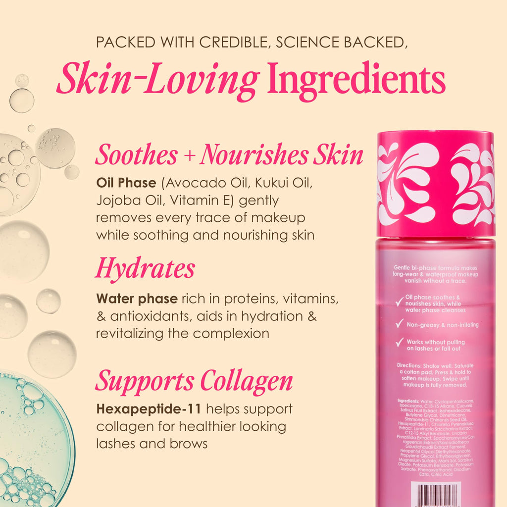 Grande Cosmetics Makeup Remover - Removes Water & Oil-Based Makeup, Dissolves Long-Wear & Waterproof Formulas (3.4 fl oz)
