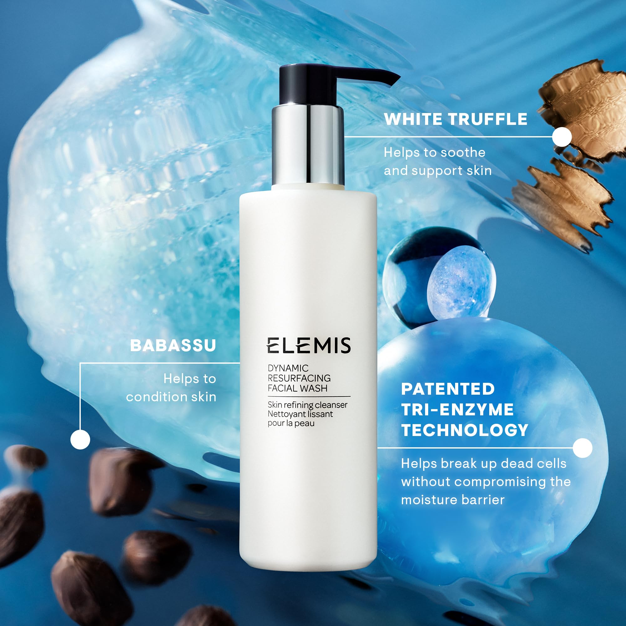 ELEMIS Dynamic Resurfacing Facial Wash - Gentle Daily Gel Cleanser - Enzyme-Powered Skin Refining Formula - Sensitive Skin Friendly - 6.7 fl oz