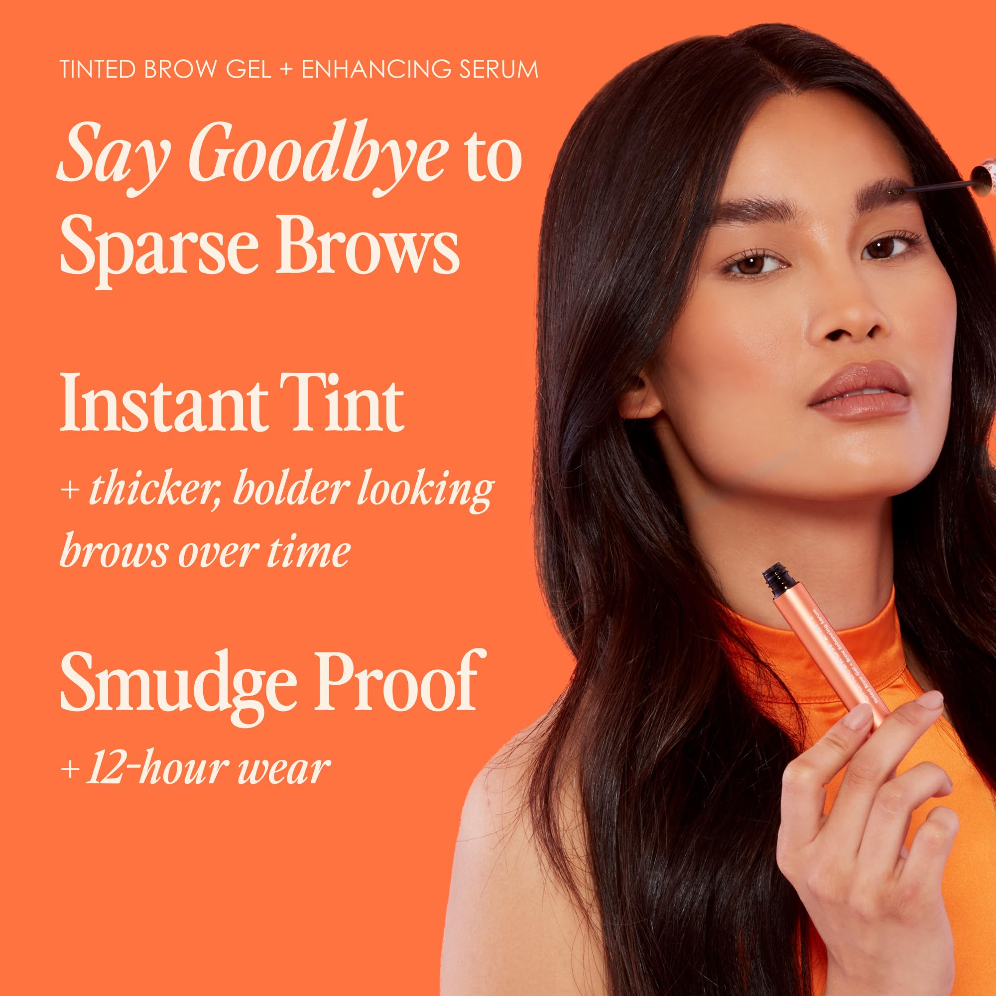 Grande Cosmetics GrandeBROW 2-in-1 Tinted Brow Gel + Brow Enhancing Serum for Thicker & Darker-Looking Eyebrows, Shape & Fill Brows, with Castor Oil & Mini Fibers - Light, Full Size (0.12 fl oz)