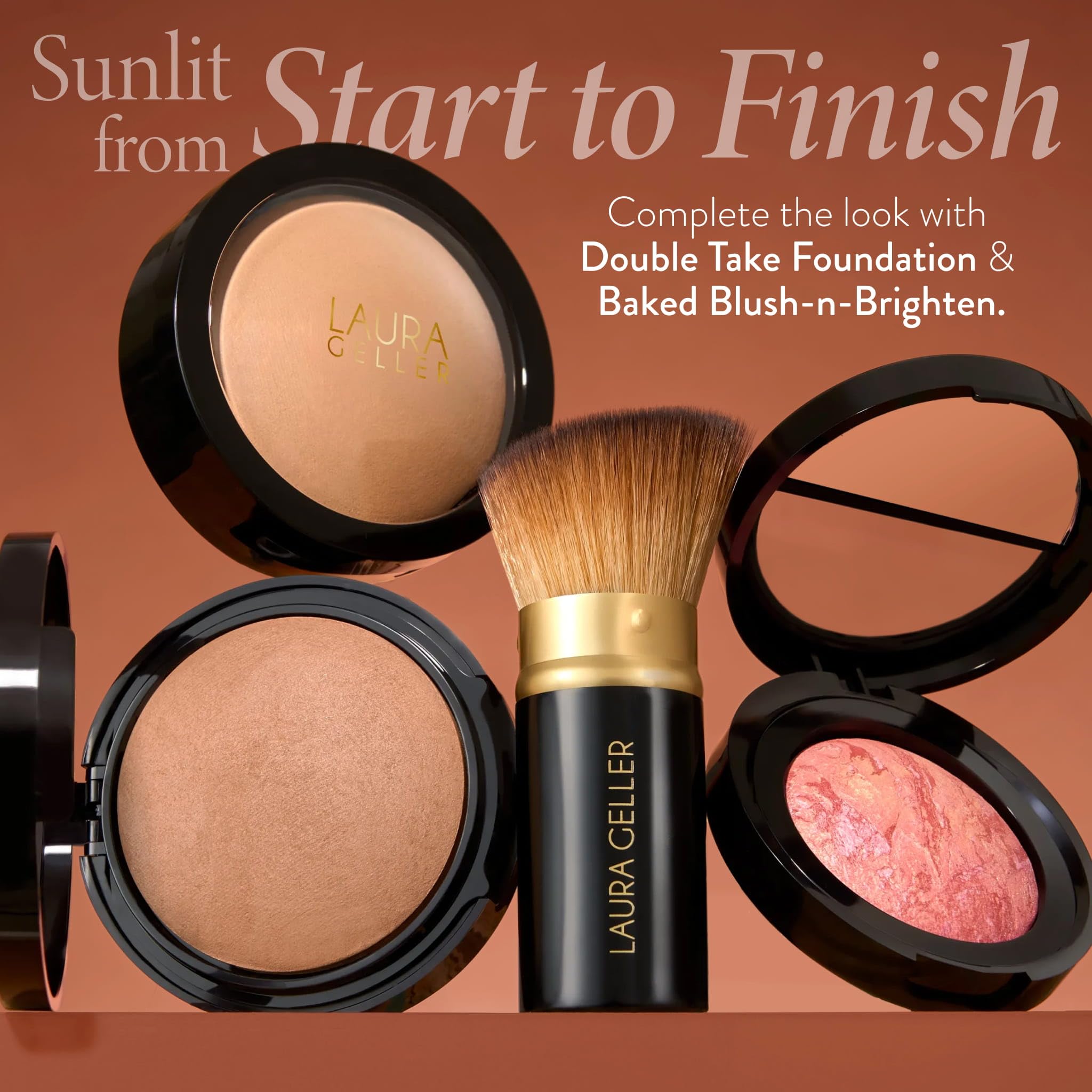 LAURA GELLER Double Take Baked Bronzer for Mature Skin, Medium | Matte Bronzing Powder for Natural-Looking Warmth & Soft Contour, Buildable Color, Never Orangey Finish
