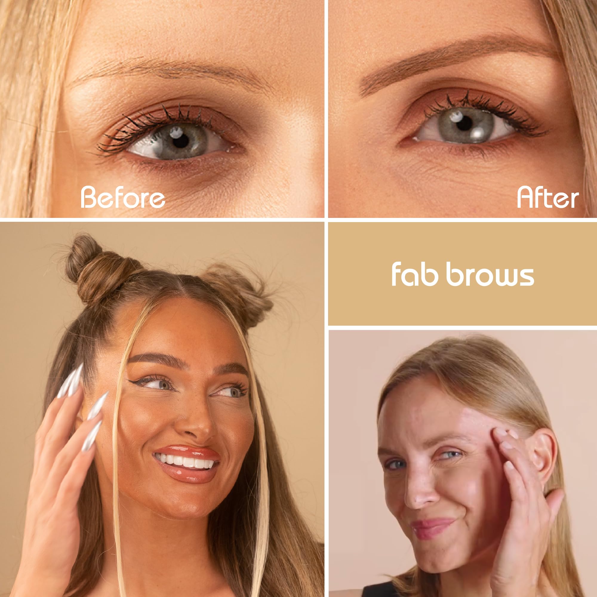 Fab Brows LUX Duo Stencil Eyebrow Kit - The Ultimate Brow Stencil Kit with Duo Brow Powder, Highlighter Powder, Stencil Shapes, Eyebrow Tools & Mirror - Eyebrow Stencil Kit Makeup - Light Brown/Medium