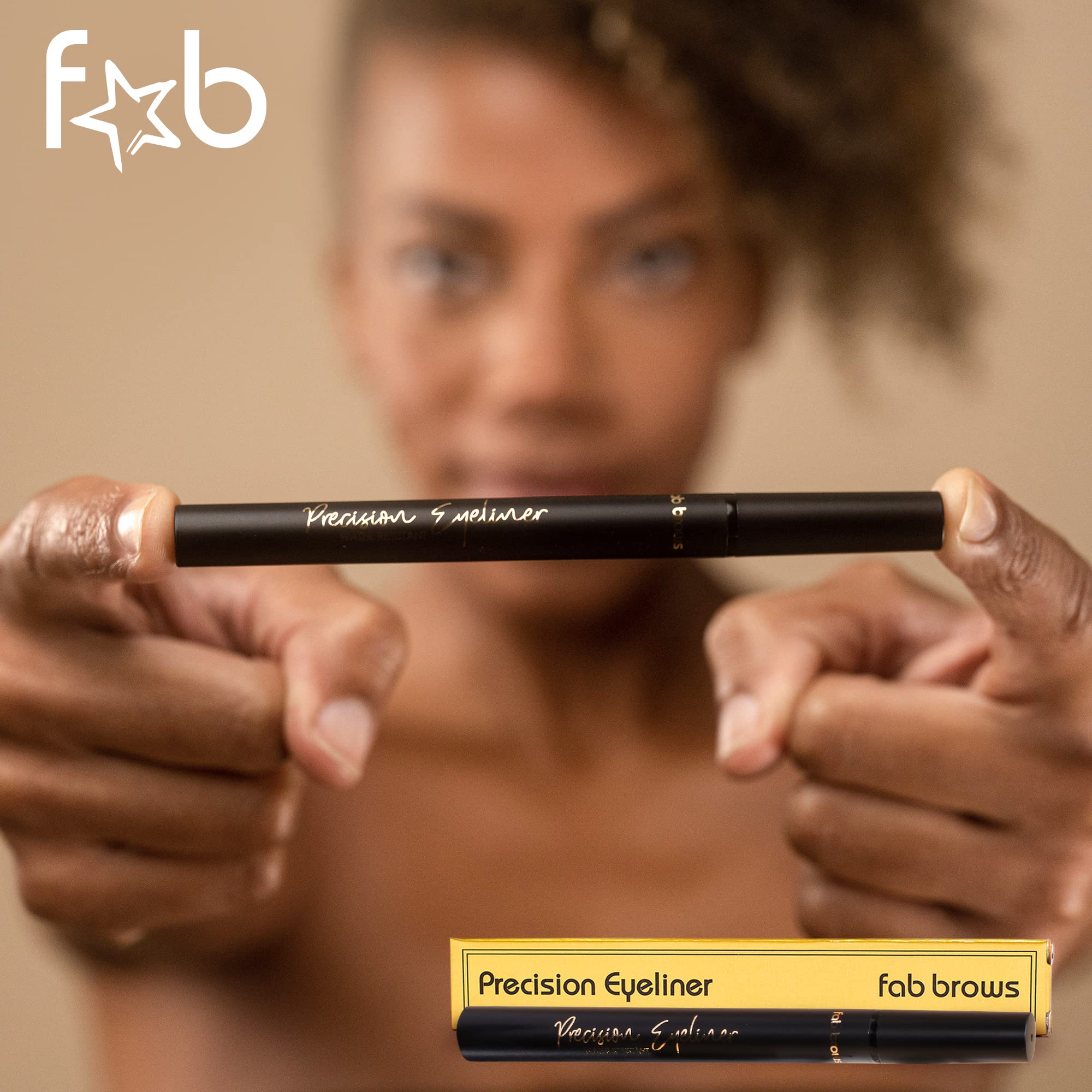 Fab Brows Precision Liquid Eyeliner - Felt-Tipped Liquid Eyeliner Pen - Richly Pigmented Waterproof Black Eyeliner - Achieves Thin or Thick Strokes - Easy-to-Apply, Flexible & Smudge Proof Eyeliner