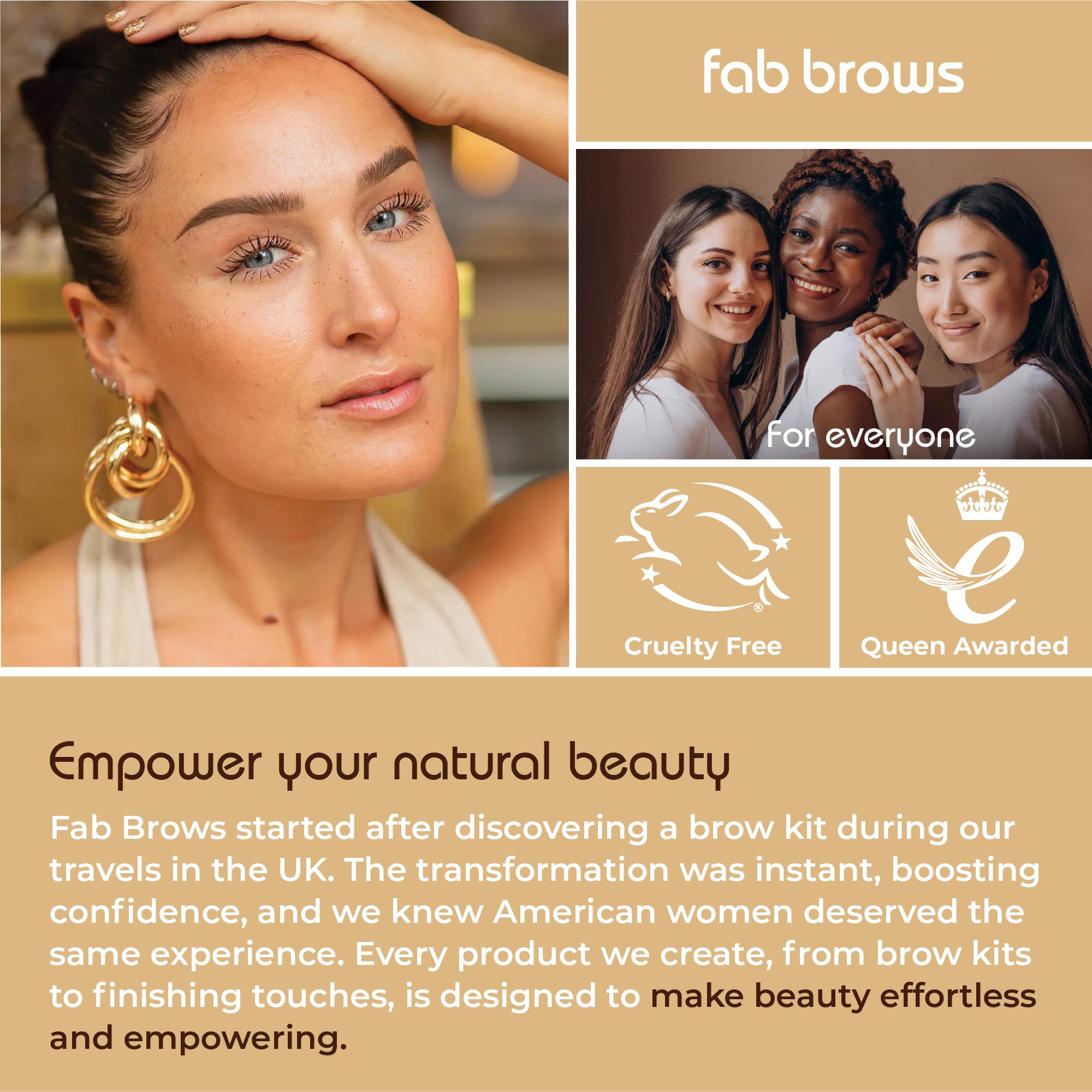 Fab Brows LUX Duo Stencil Eyebrow Kit - The Ultimate Brow Stencil Kit with Duo Brow Powder, Highlighter Powder, Stencil Shapes, Eyebrow Tools & Mirror - Eyebrow Stencil Kit Makeup - Light Brown/Medium