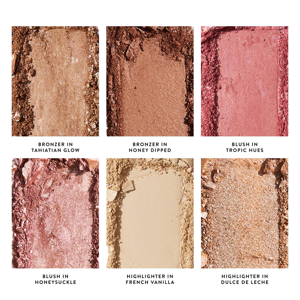 LAURA GELLER NEW YORK Cheek to Chic Tropical Glow Baked Face Palette | Includes 2 Blushes, 2 Bronzers and 2 Radiant Highlighters
